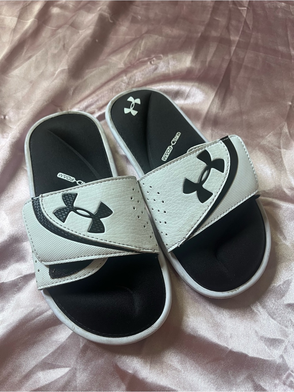 Under Armour Black & White Kids' Adjustable Slide Sandals
